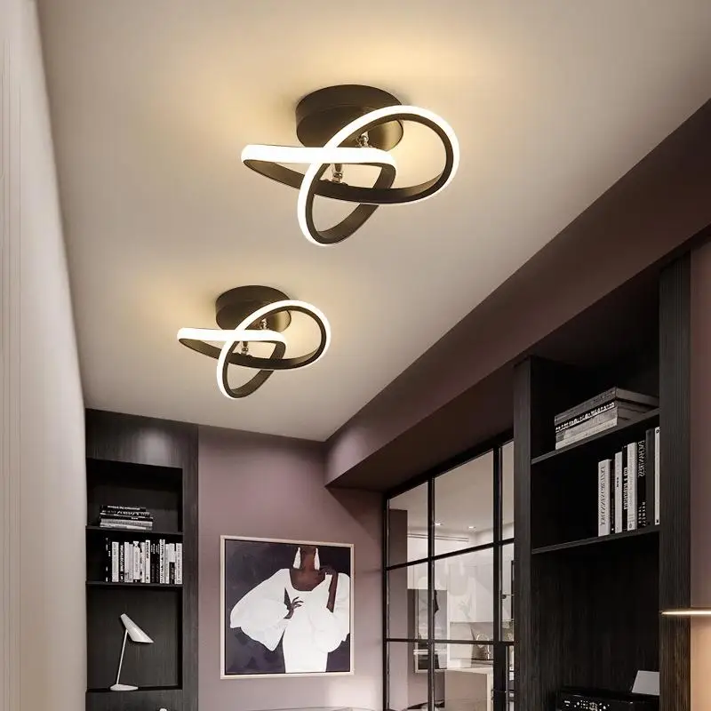 Modern LED Ceiling Light 2 Rings Creative Design Ceiling Lamp Indoor Lighting Fixtures Hallway Balcony Aisle Office Lustre