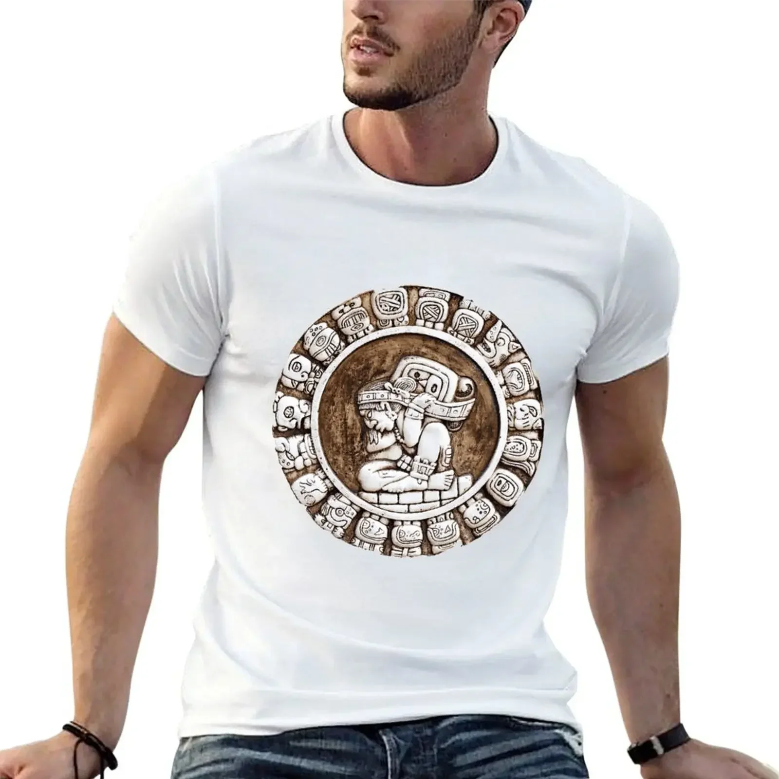 Tzolkin/Mayan Calendar T-Shirt vintage graphic tee baggy shirts Aesthetic clothing sports fans t shirts for men pack