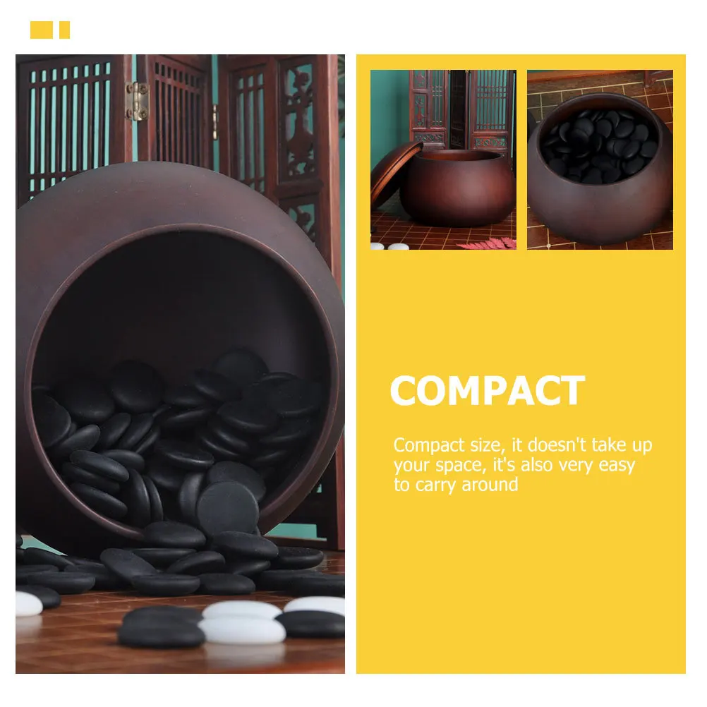 

Go Chess Pieces Container Compact Wooden Storage Box For Black White Chess Game Lidded Pieces Holder Organizer