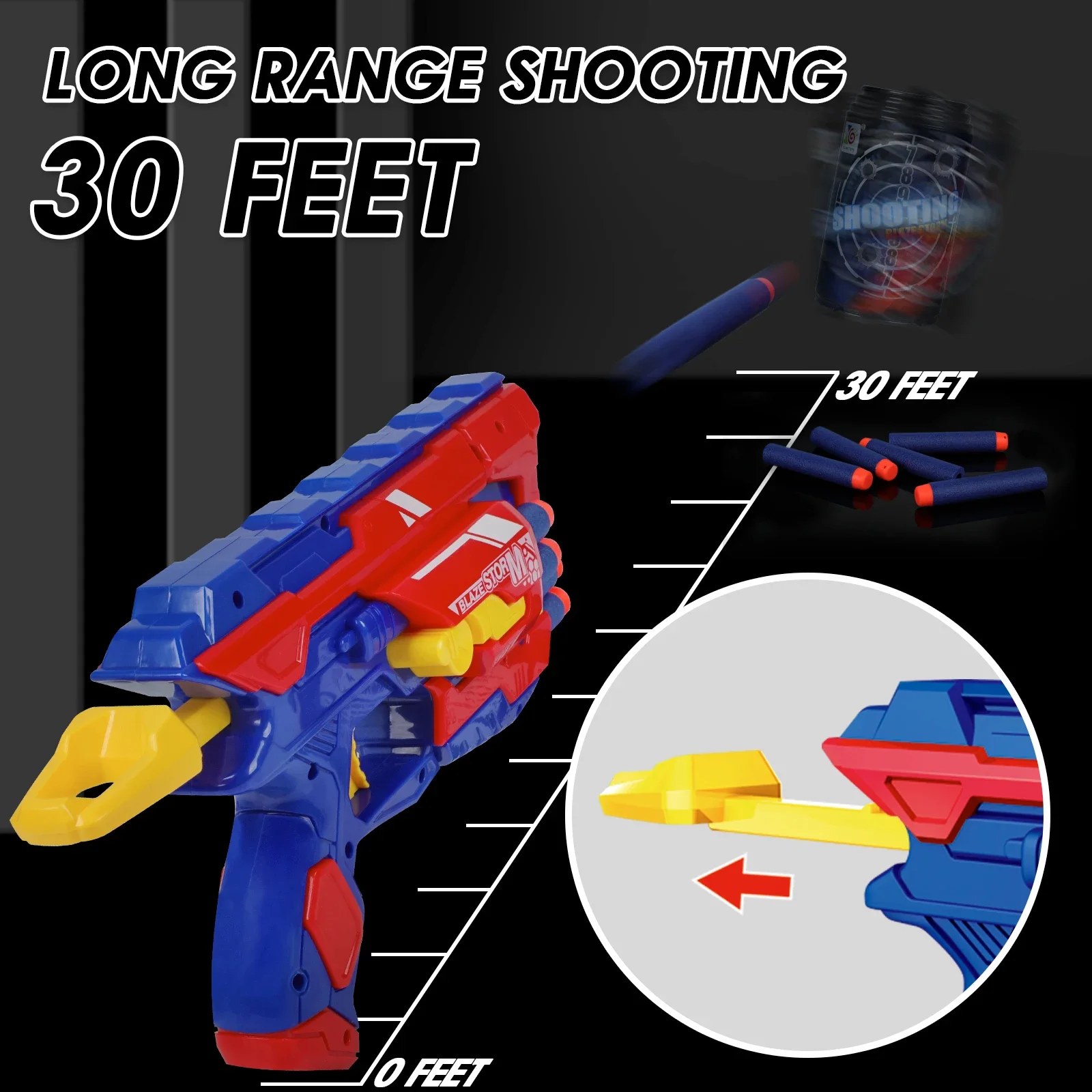 Kids Soft Bullet Toy Gun with 6-Dart Storage, Foam Dart Blaster for Outdoor Shooting Games, Gift for Boys Girls
