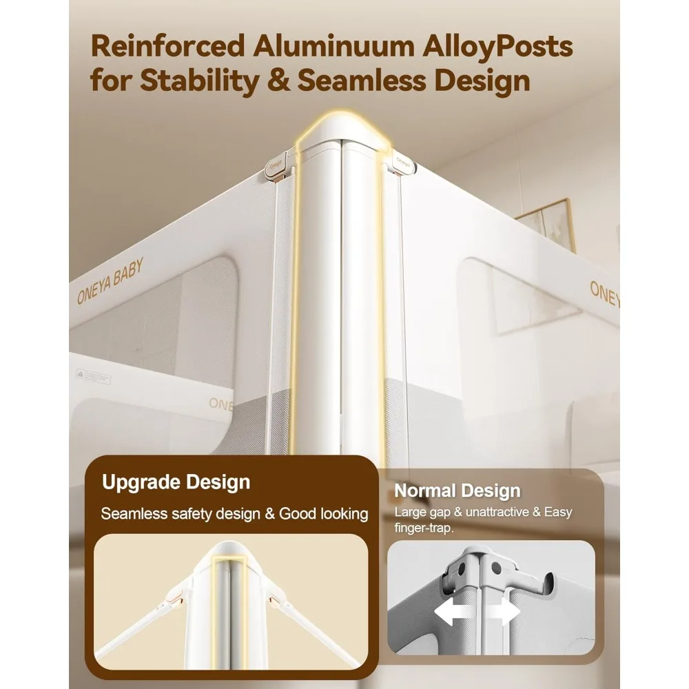Trilho de cama para crianças, trilhos de cama de criança engrossados e reforçados com trava dupla para crianças, guarda de trilho de cama de bebê infantil atualizada/cama si