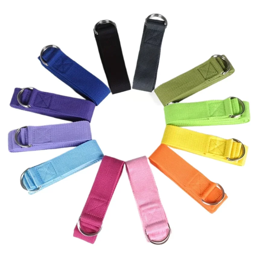 cm Yoga Stretching Belt Cotton Fitness Yoga Belt Adjustable Woven Elastic D-Ring Buckle Fitness Stretching Belt Pilates Rope