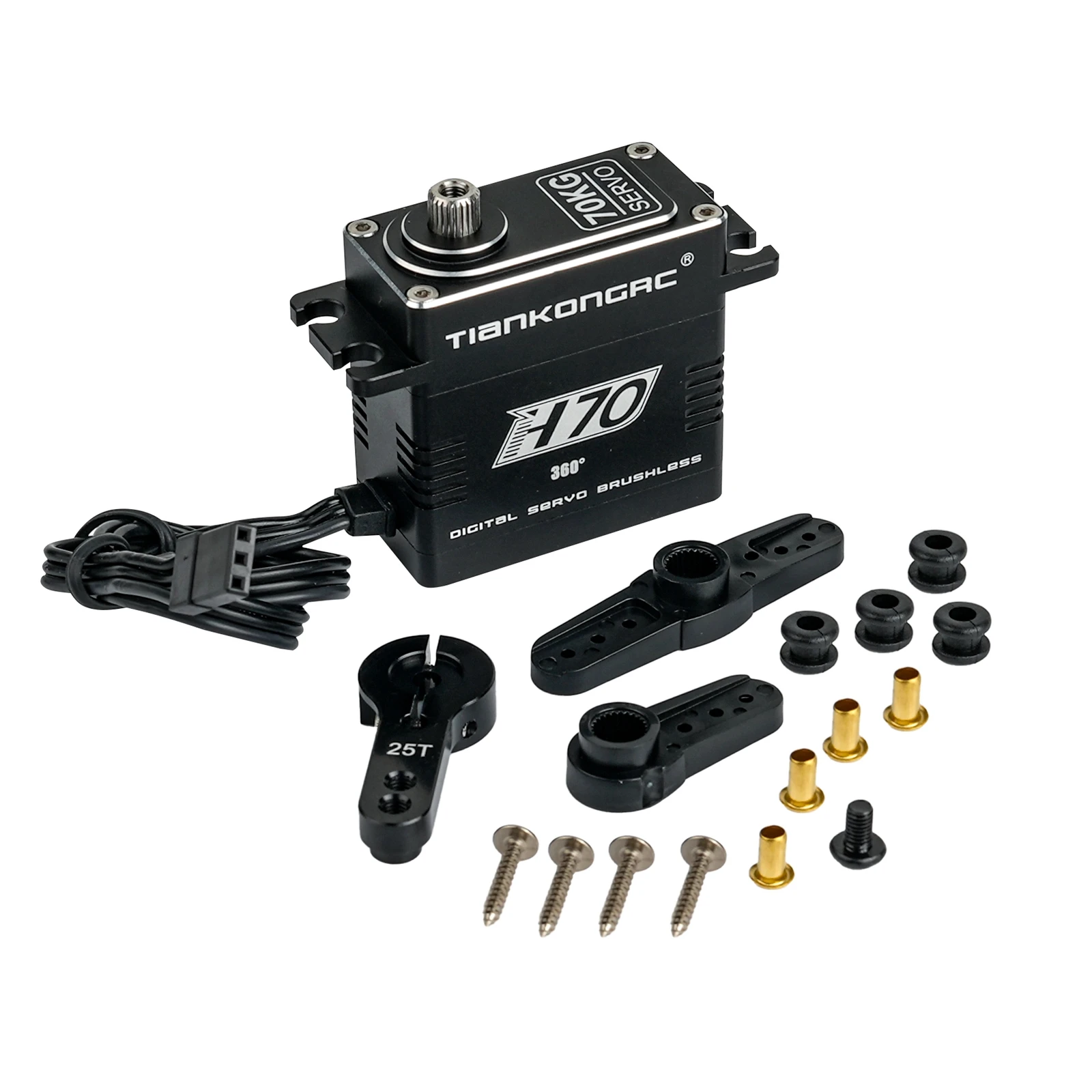 

Бесщеточный цифровой сервопривод 70 кг, шестерни из нержавеющей стали, 180/270/360 градусов, водонепроницаемый IP67 для DIY 1/10, модель гусеничного автомобиля, лодки