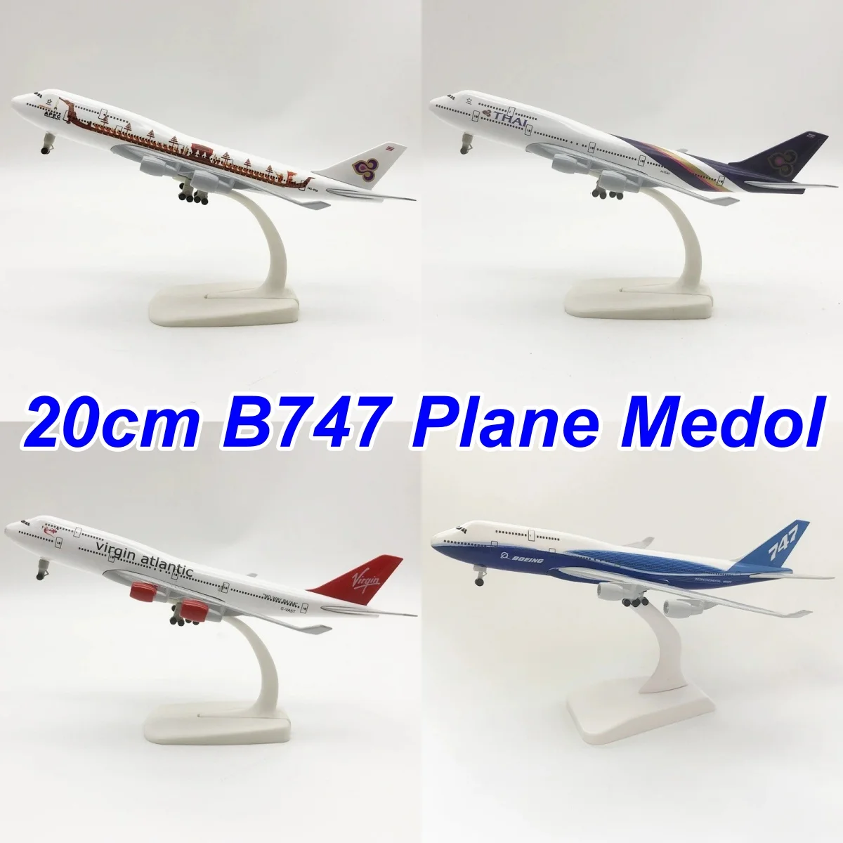 

Модель самолета Boeing 747 из литого металла, масштаб 1:400, 20 см, с подставкой, сувенир, подарок для взрослых и детей