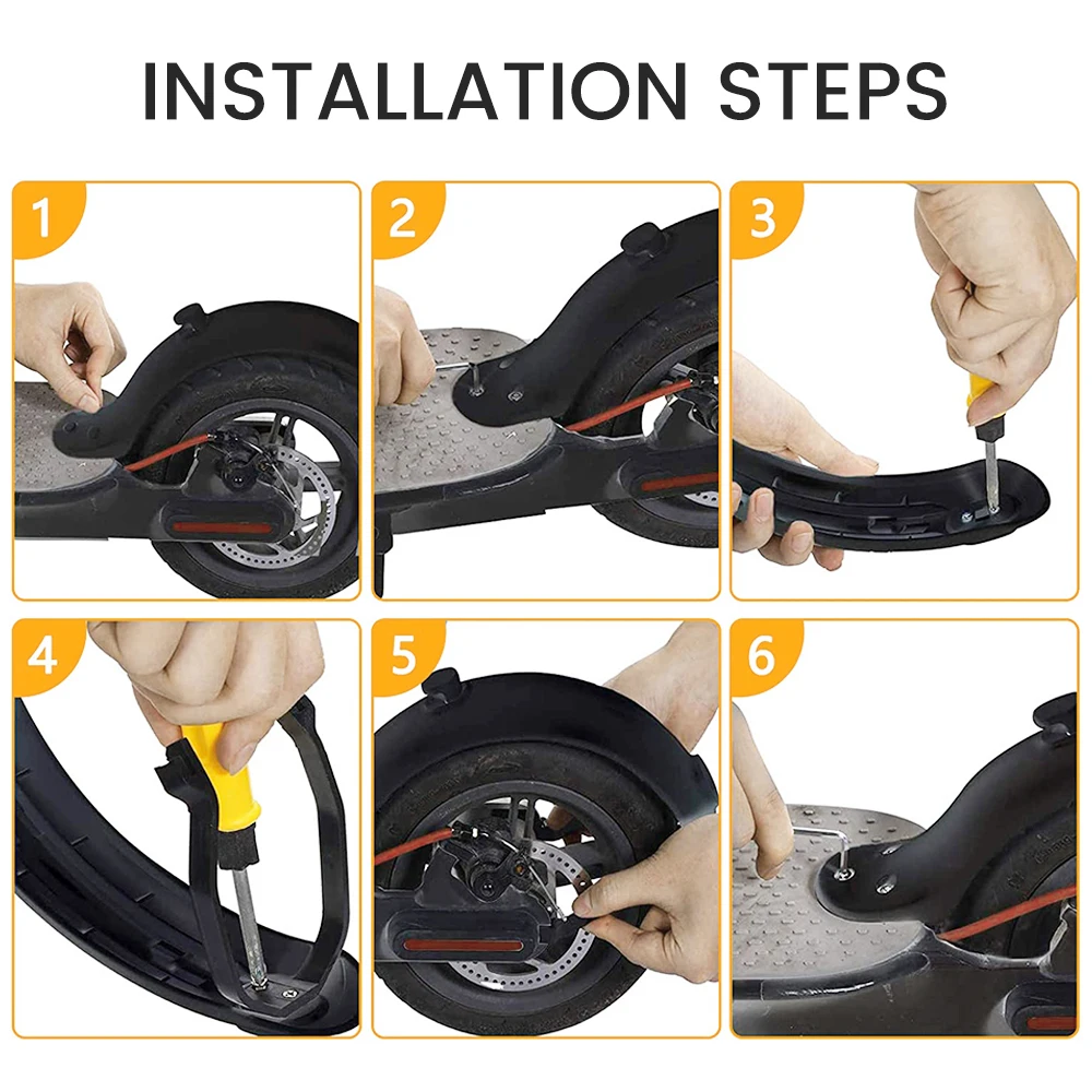 Scooter Rear Fender Kit with Rear Mudguard Bracket and Brake Lamp Scooter Replacement Accessories Fits M365/M365 Pro Scooter