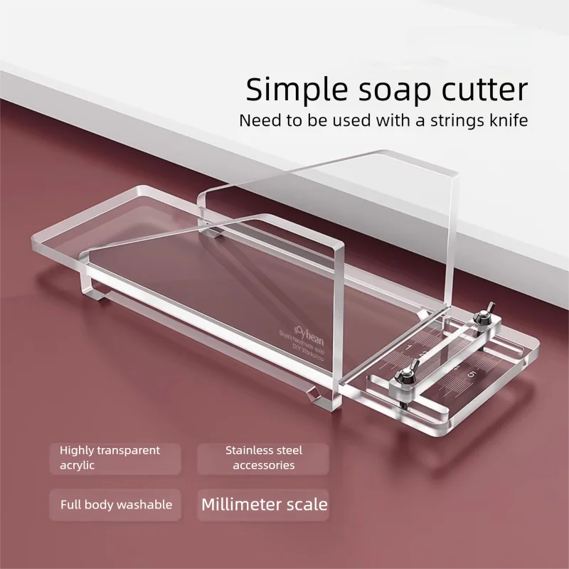 Acrylic Soap Cutter with Wire/String Blade – Handmade Soap Cutting Tool Set with Stainless Steel Wire or Guitar String, Soap Cut