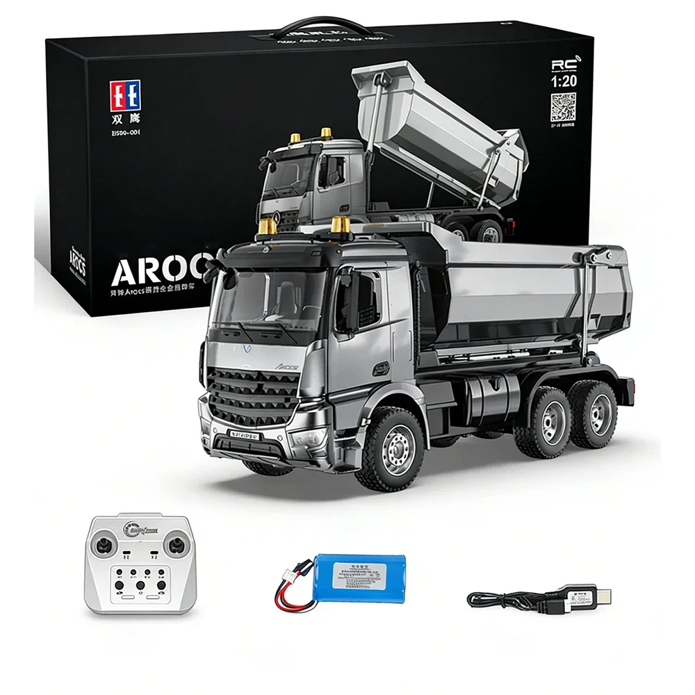 

JIKEFUN 1/20 E590-003 Remote Control Dump Truck 2.4G Wireless Electric Lifting Model Toy With Led Light Boy Christmas Gift