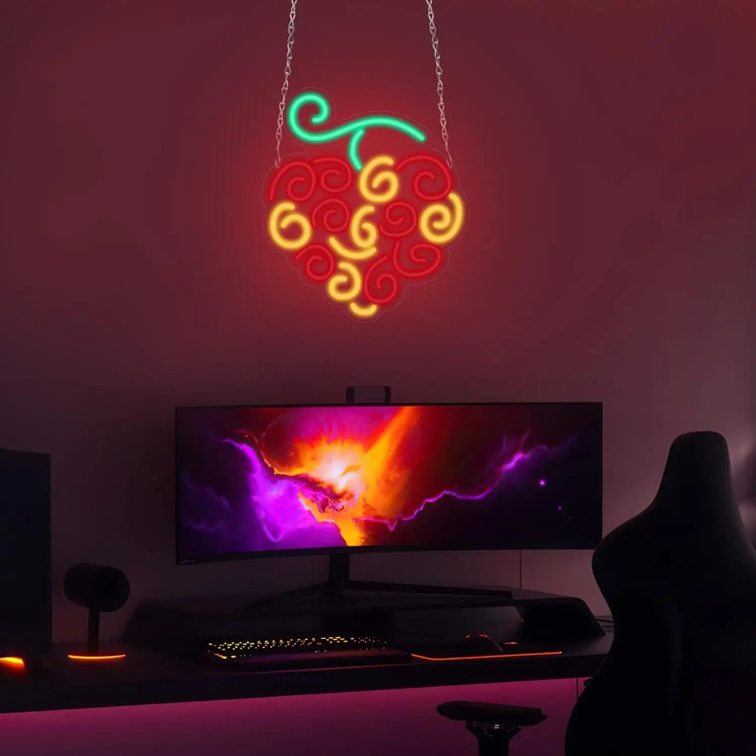 Cyber Fruit Neon Sign USB Dimmable LED Light for Bedroom Kids Room Living Room Shop Bar Party Aesthetic Wall Decor Gifts view 2