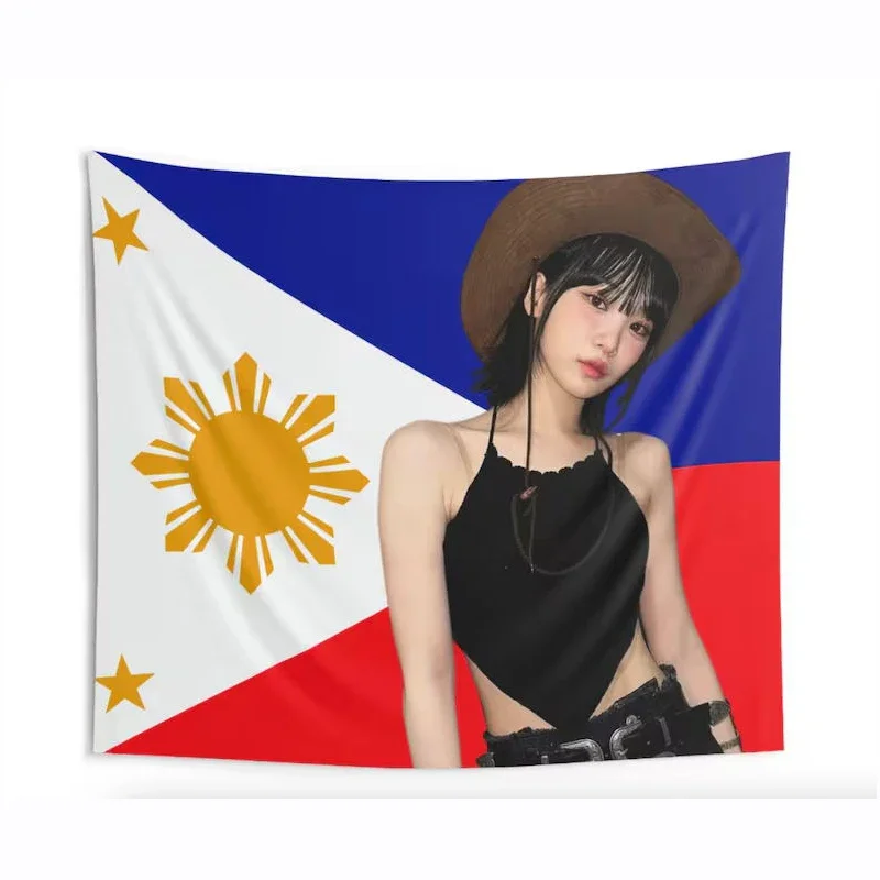 108x80cm Chaewon Philippines Flag Tapestry, Kpop Funny Room Merch, Gift Party Dorm Decoration, With Only Sewing