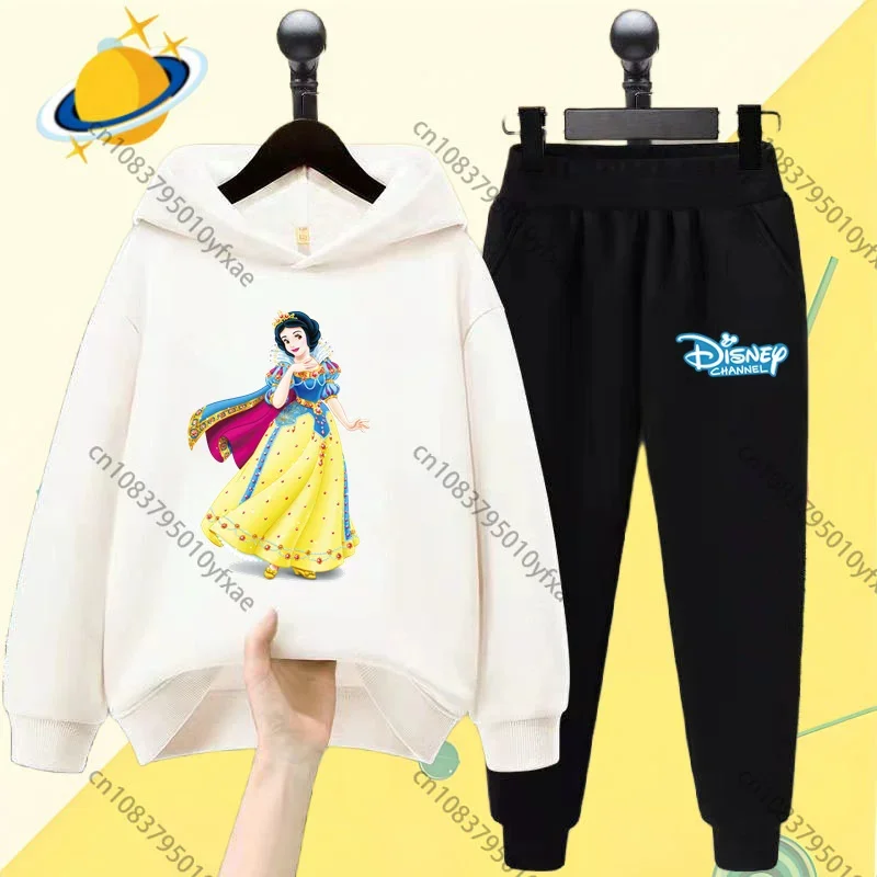 Snow White Animation children hoodie set Disney cartoon print autumn winter long-sleeved sweatshirt boys girls Kawaii casual top