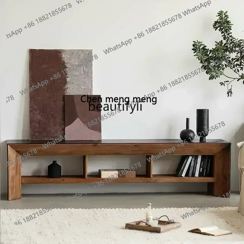 new American retro wabi style color matching solid wood TV cabinet old pine floor decorative cabinetSS 8617 ss 8617