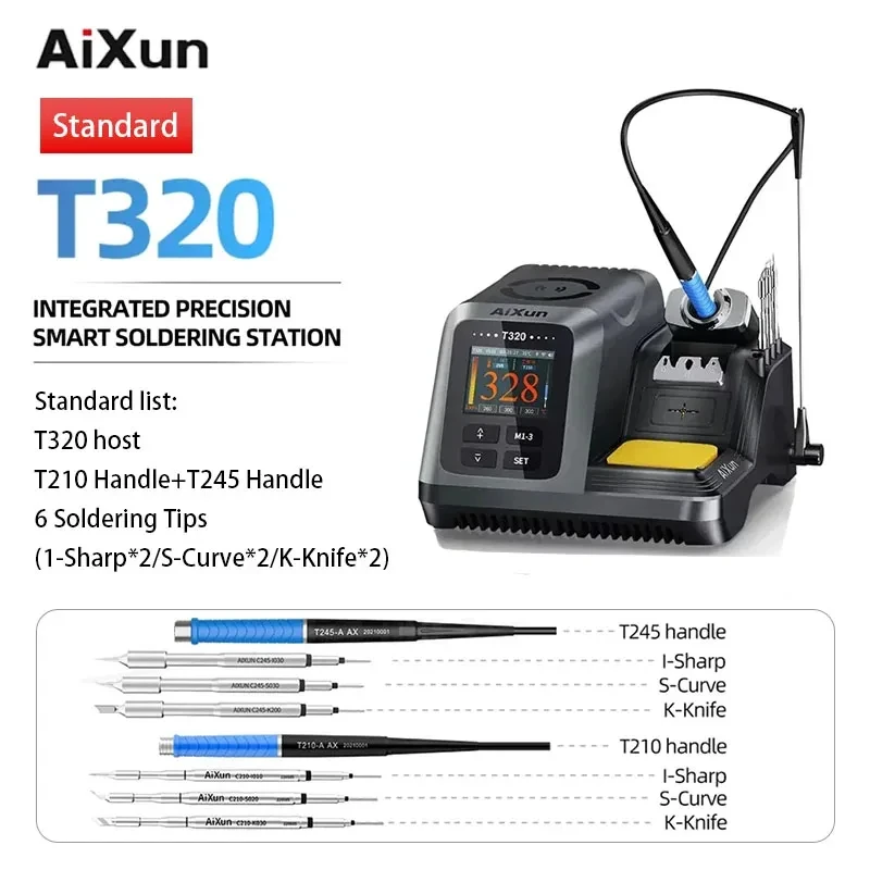 Original AIXUN T320 Intelligent Soldering Station Precision Rework Tools T245 T210 Soldering Iron Tip for Repair Mobile Phone