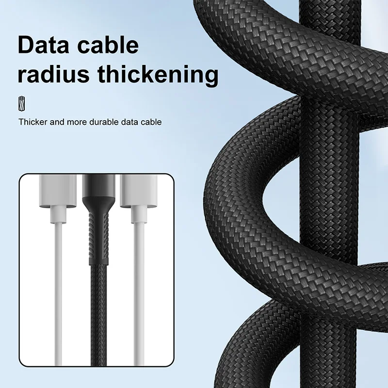 كابل USB A إلى النوع C خط مضفر من النايلون الأسود لهاتف آيفون 17 16 15 برو ماكس سامسونج سلك شحن سريع سلك شاحن 2.4A Qucik
