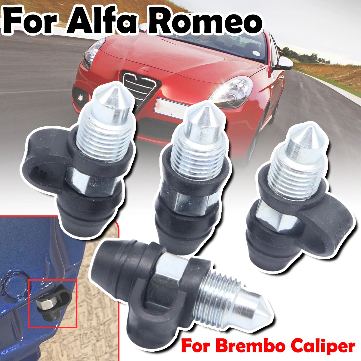 

For Alfa Romeo 159 166 Brera Giulietta Front Bleeder Valves and Rubber Dust Cap Left Right Caliper Bleed Nipple Screw Repair Kit