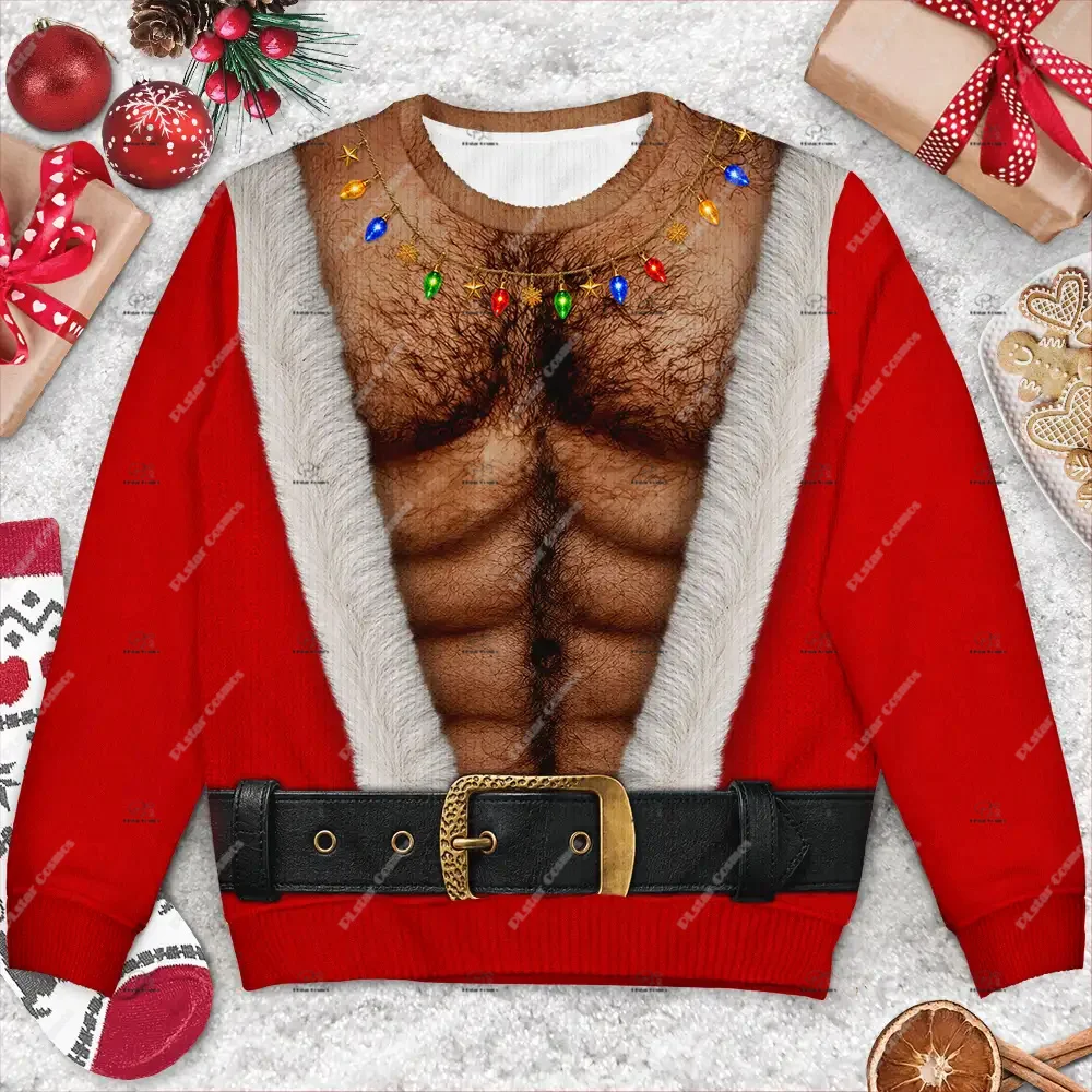 Christmas Santa Claus Cosplay Jesus Cat Pet Outfit Vintage Ugly Sweater 3DPrint Harajuku Pullover Casual Funny Long Sleeves Q14
