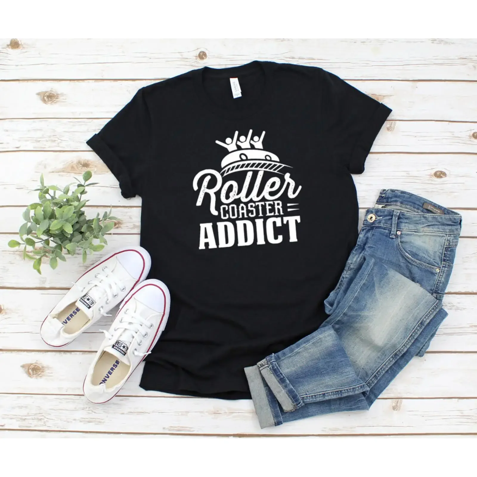 Roller Coaster Addict T Shirt Theme Park Amusement Lover Thrill Ride  vintage Washed fashion homme Stretched Breathable