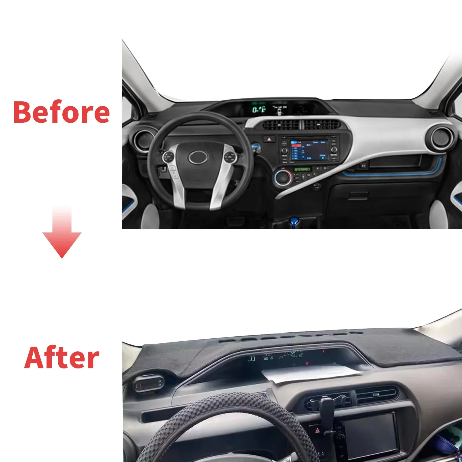 For Toyota Aqua Prius C NHP10 2019-2012 DashMat Sunshade Dashmat Dashboard Cover Pad Protective Carpet Leather Accessories