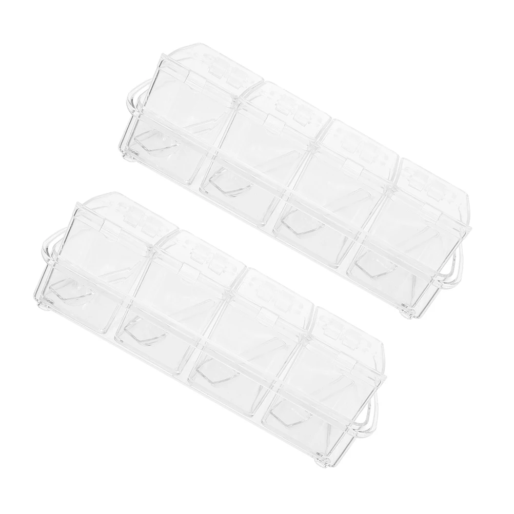 

2 set 2 Sets Clear Spice Storage Containers Transparent Seasoning Jars Salt Sugar Pepper Moisture Resistant Kitchen Condiment