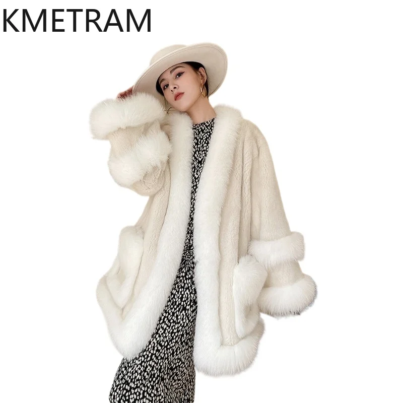 

KMETRAM Natural Velvet Mink Fur Spliced with Fox Fur Coats Elegant Mid-Length Jacket Real Fur Coat Woman Winter Clothes 2026 퍼자켓