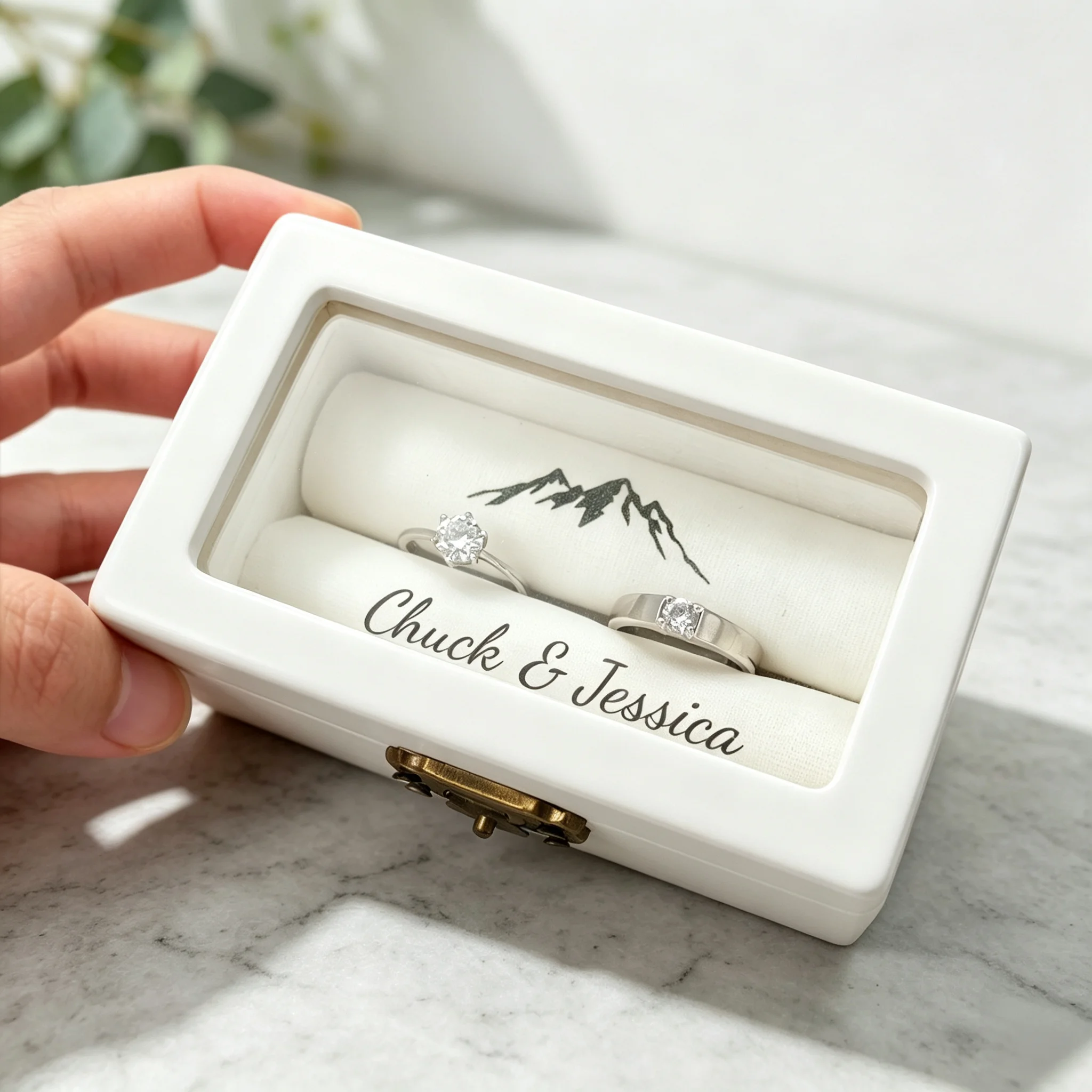 Wedding Card Box - 맞춤형 결혼 반지 상자, 이름이 새겨진