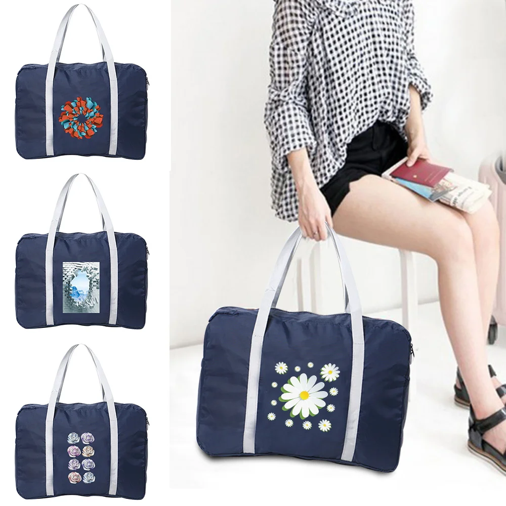 

Handheld Travel Bag with Zipper Clothing Storage 3D Pattern Printing Series Reusable Duffel Pack Luggage Check-in