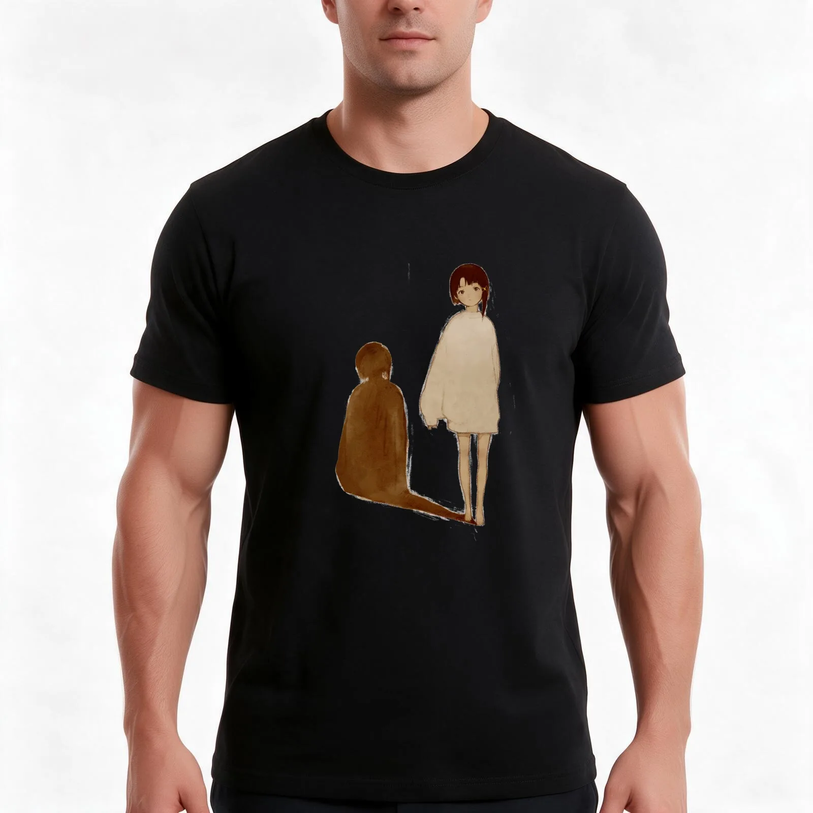 Serial Experiments Lain T-Shirt, Summer Casual Cotton Tee, Oversized Streetwear Tops, Vintage Graphic Print, Unisex Men Women