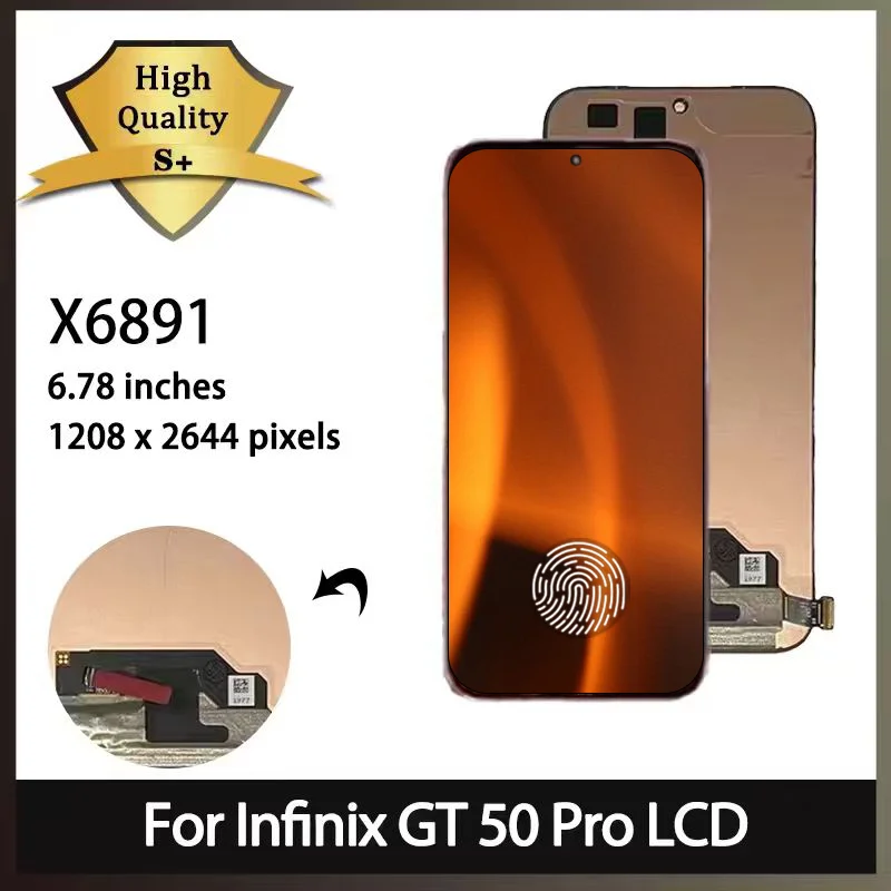 GT50 Pro Display Replacement For Infinix GT 50 Pro X6891 LCD Display Touch Screen Digitizer Assembly With Fingerprint