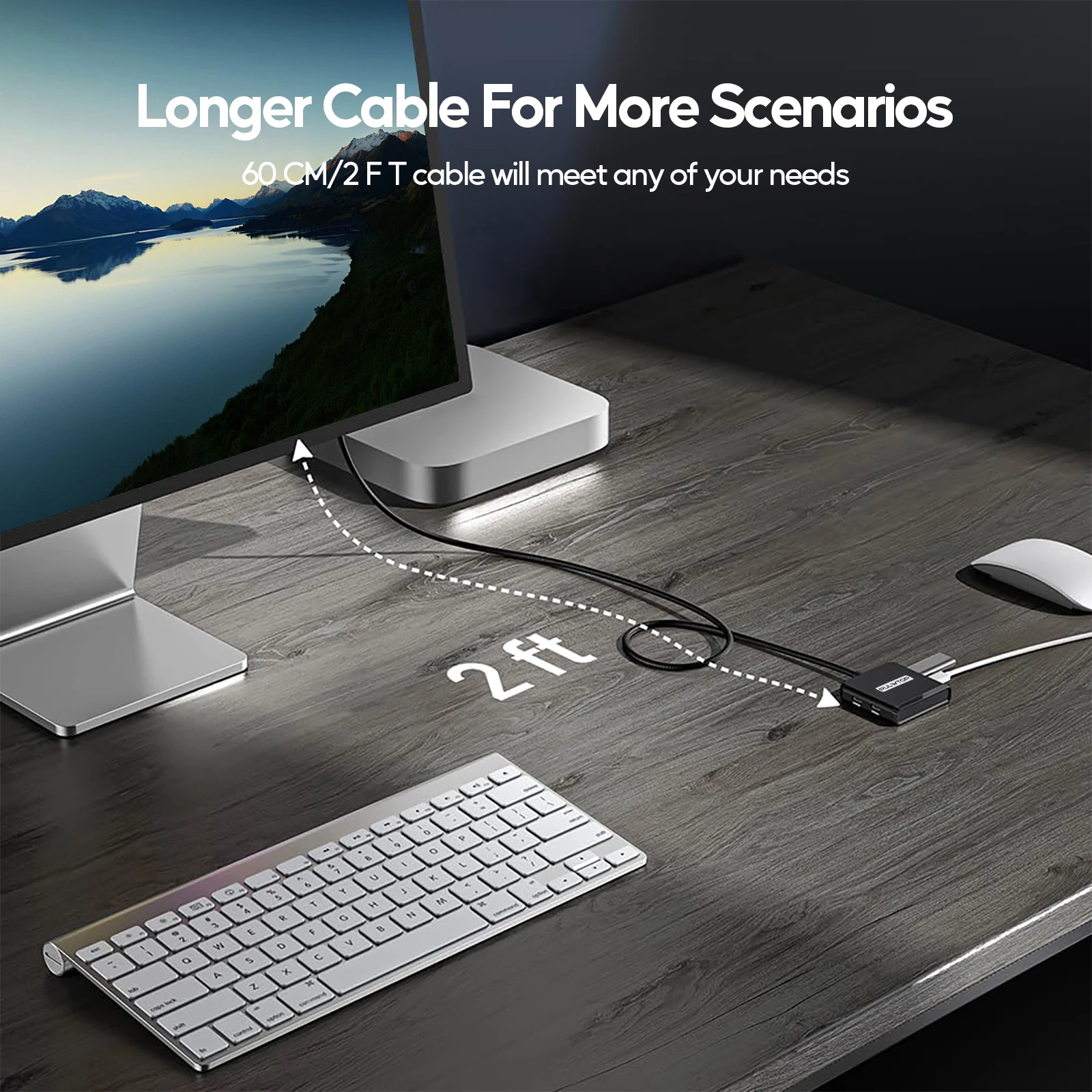 PULWTOP 4-Port USB C Hub, USB Hub Multiport Adapter with 4 Ports 5Gbps for MacBook Pro, Laptop, Chromebook, XPS.