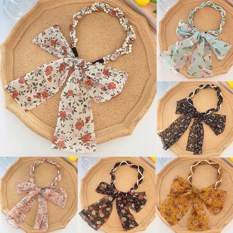 

Повязка на голову с цветочным рисунком, Длинная лента, плетеная повязка на голову, новинка 2024, перевязка для волос, регулируемая повязка на голову, продажа, простая и универсальная