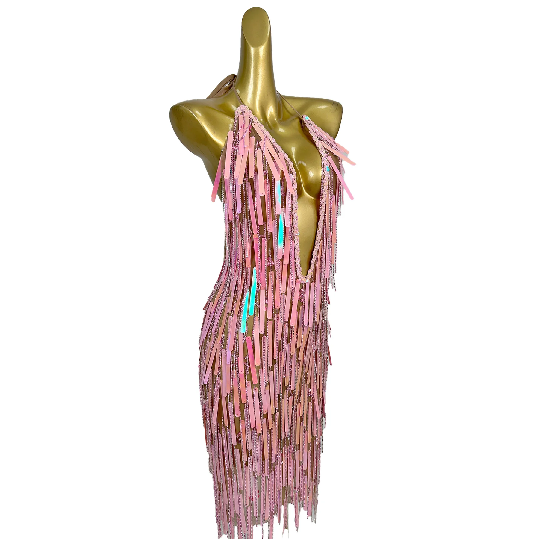 Ziliuguang-vestido elegante de gama alta para mujer, vestido con cuello en V y espalda descubierta con borlas, banquete de boda, cumpleaños, Navidad, vestidos de graduación de Año Nuevo