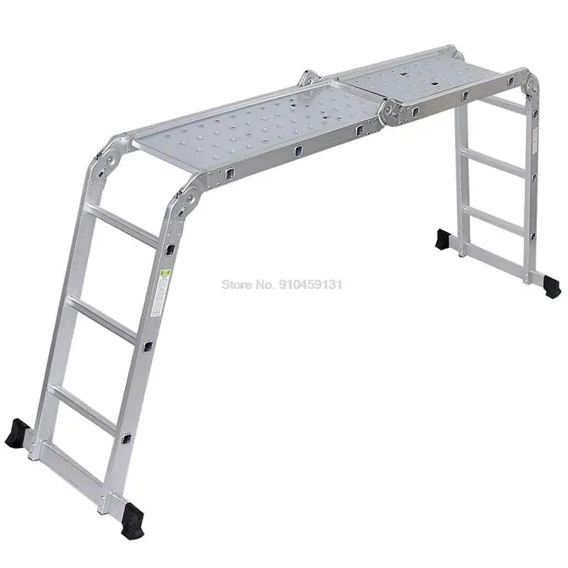BLS-A02/A03 Practical Aluminum Alloy Folding Ladder Joints Retractable Construction ladder Adjustable Telescopic Ladder Silver