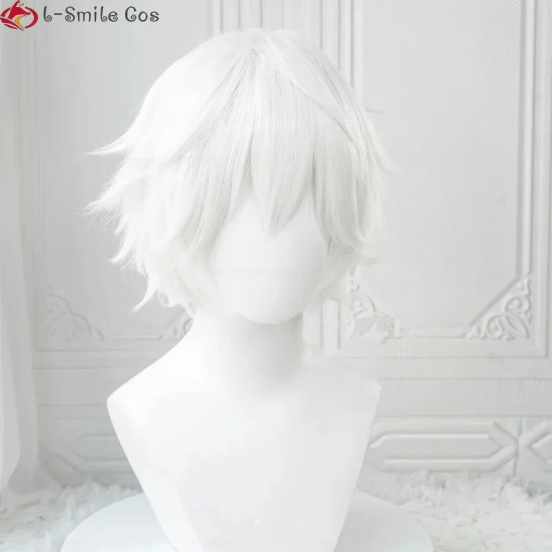 

xiaoxiao Anime Killua Zoldyck Cosplay 30cm Short Men Shaggy Layered White Wig Heat Resistant Synthetic Hair Halloween Pa