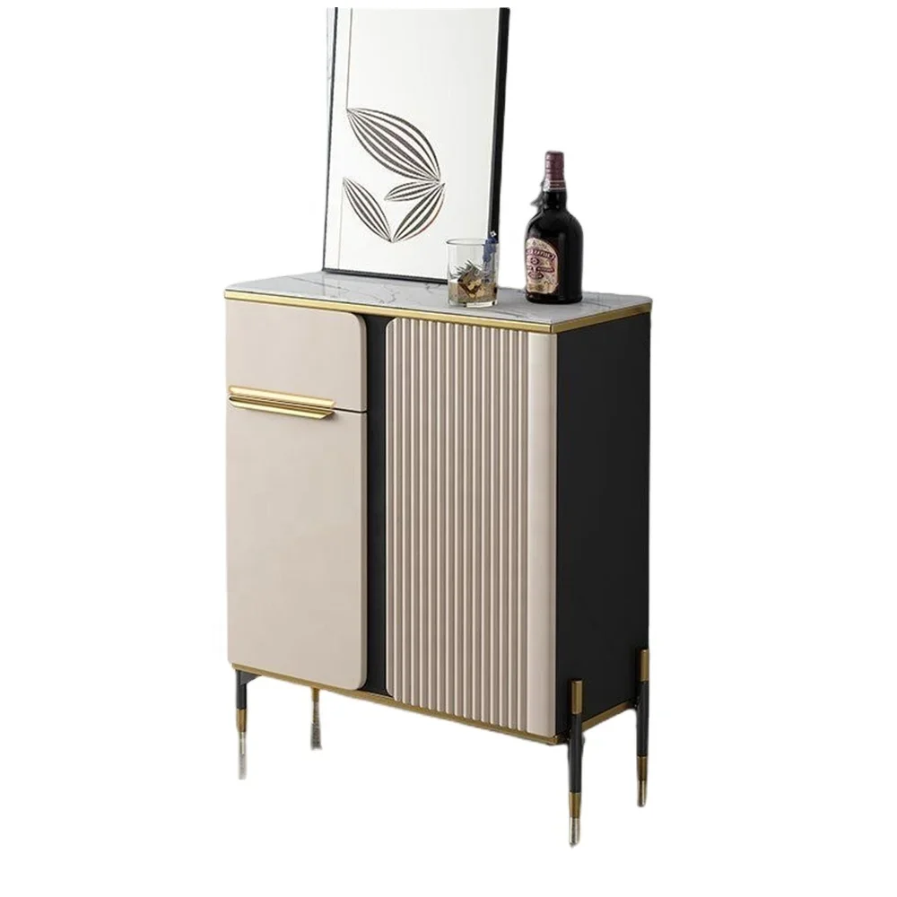 Luxury Modern Design Home Entrance Large Capacity Wooden Sideboard with Gold Lines for Dinning Room