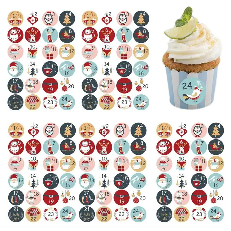 Holiday Countdown Stickers Cartoon Christmas Sealing Stickers With Numbers DIY Crafts Countdown Craft Labels For Notebooks Water