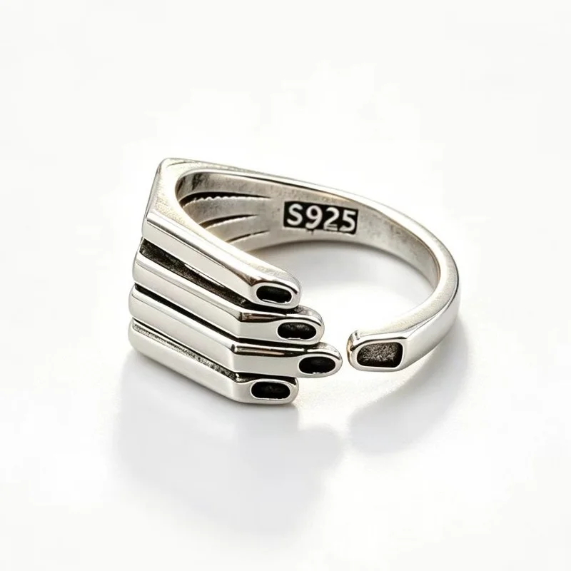 QEENKISS 925 Sterling Silver Vintage Catch Palm Rings for Women Men Birthday Wedding Party Christmas Boy Girl Father Gift RG7187