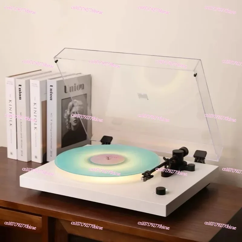 LED Light Vinyl Record Turntable Belt Drive Player with Bluetooth Function Acrylic Platter for Home Audio