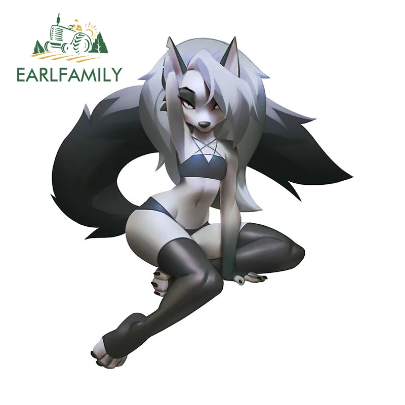 

EARLFAMILY 13cm x 11.9cm for Loona Helluva Boss Sexy Car Sticker Furry Wolf AI Creative Decal Racing Drifting NSFW Funny Decals