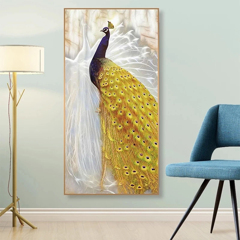 Large Frameless Canvas Wall Art,Beauty Peacock Animal Pictures Canvas Painting Posters and Prints Wall Art Pictures for Living R