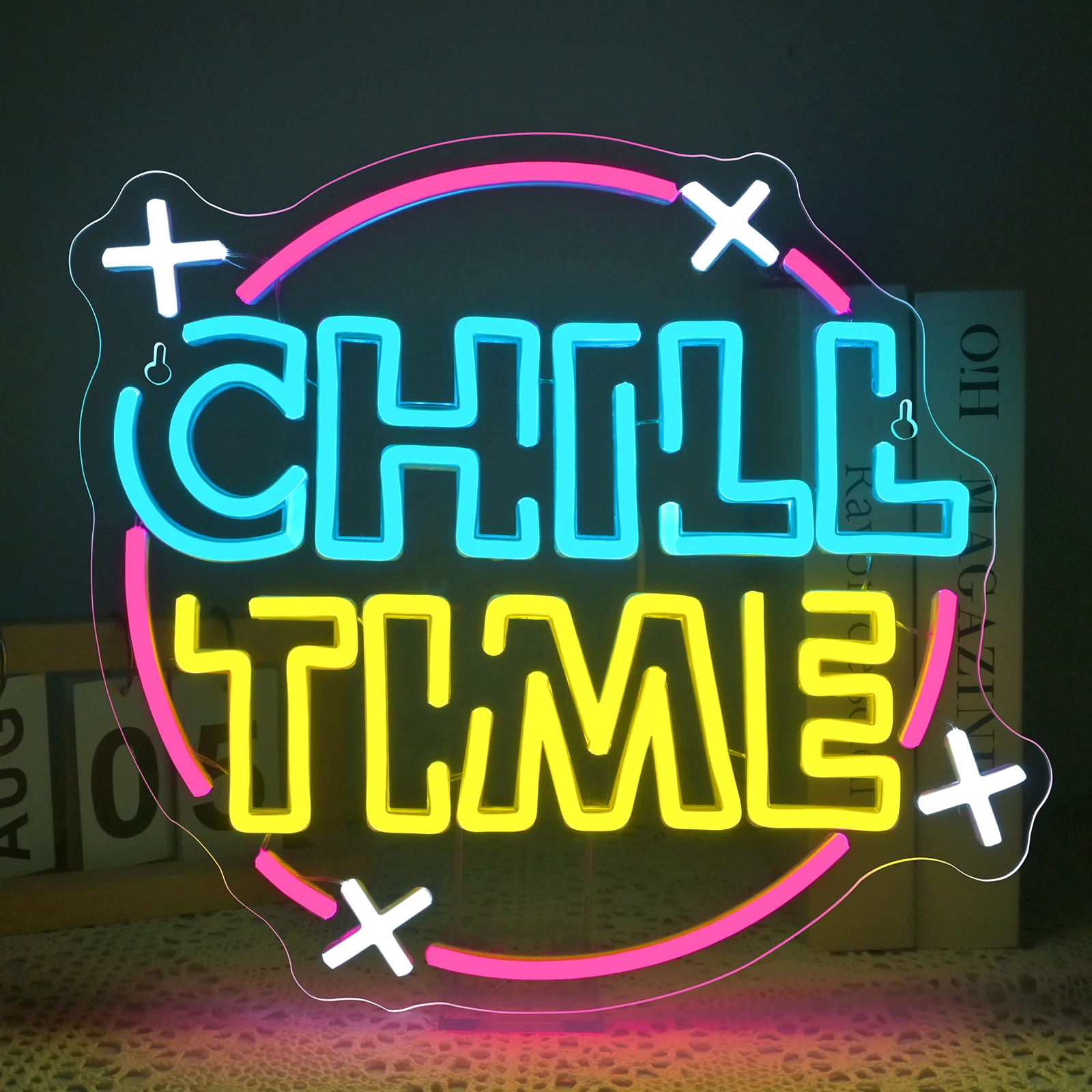 

Неоновая вывеска Chill Time Светодиодная подсветка для гостиной Игровая комната Бар Вечеринка Человек Пещера Настенный художественный декор Светодиодная неоновая вывеска с питанием от USB