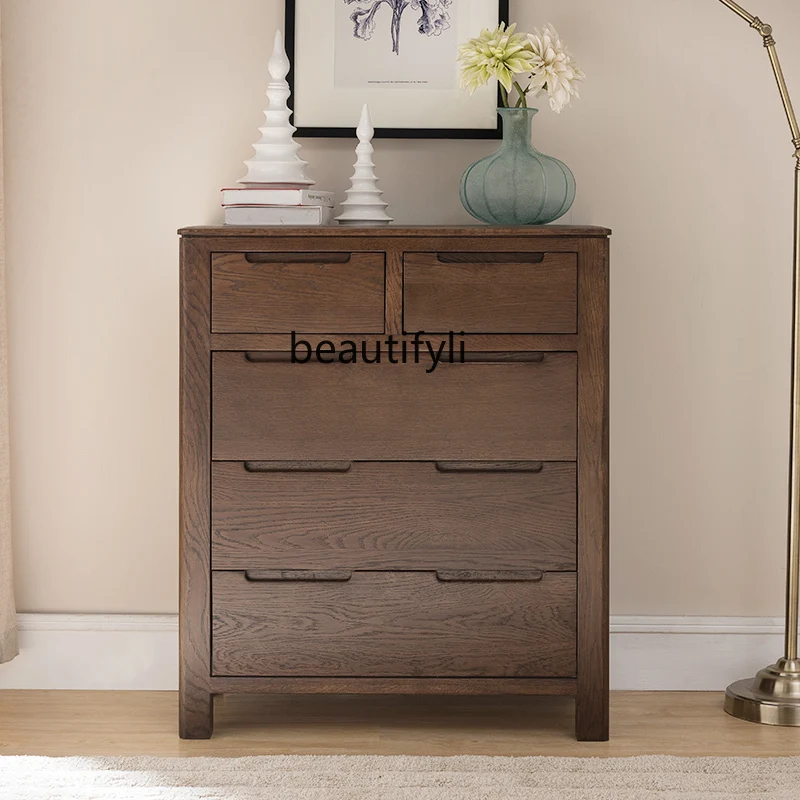 

HJ Chest of Drawers Modern Environmental Protection Oak Japanese Storage Cabinet Bedroom Locker