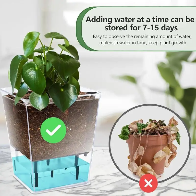 Self Watering Pots Decorative 5.9 Inch Self Watering Planter Pots With Ventilation Holesl For Rose Vanilla Home Garden Supplies