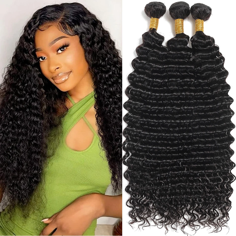 Loose Deep Wave 30 Inch 1 3 4 Bundles deal Peruvian 100% Human Hair Weaves Natural Color Water Curly Raw Remy Hair Extensions