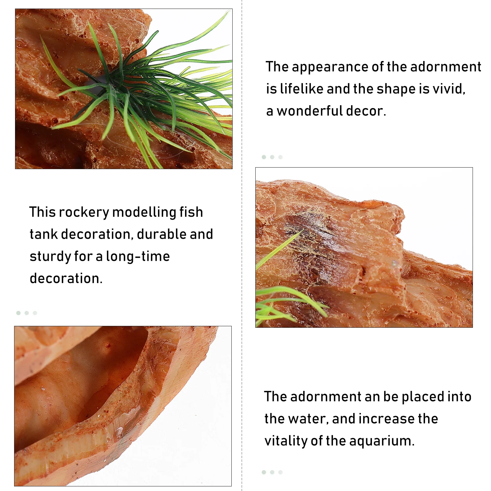 

Aquarium Decorative Crafts Lifelike Rockery Statue Fish Tank Adornment Durable Sturdy Realistic Landscaping Ornament