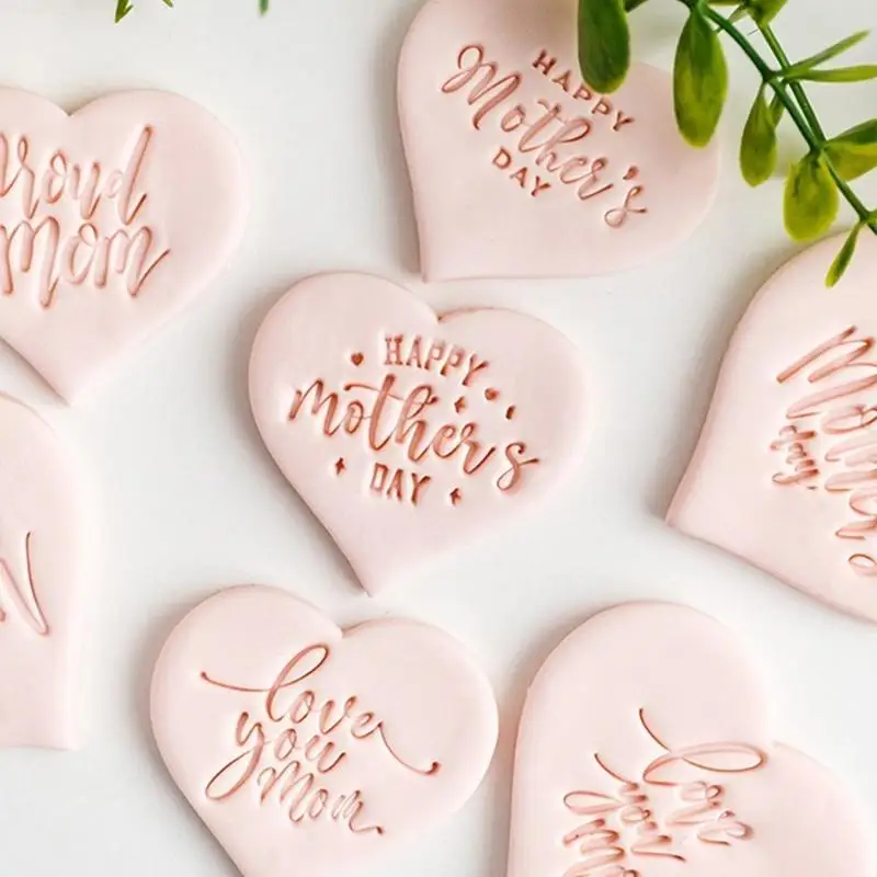 E8BD Acrylic Fondant Molds Cookie Embosser For Creating Unique Mother's Day Cookie