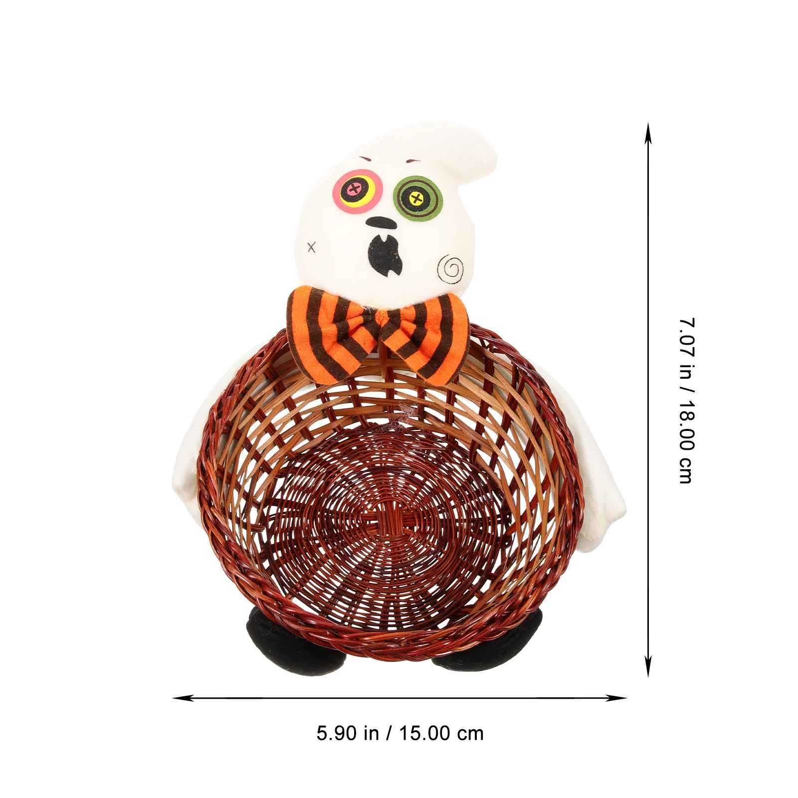 

1Pcs Halloween Candy Basket White Ghost Woven Basket Decorative Candy Storage Bin Party Gift Holder Decorative Ornaments