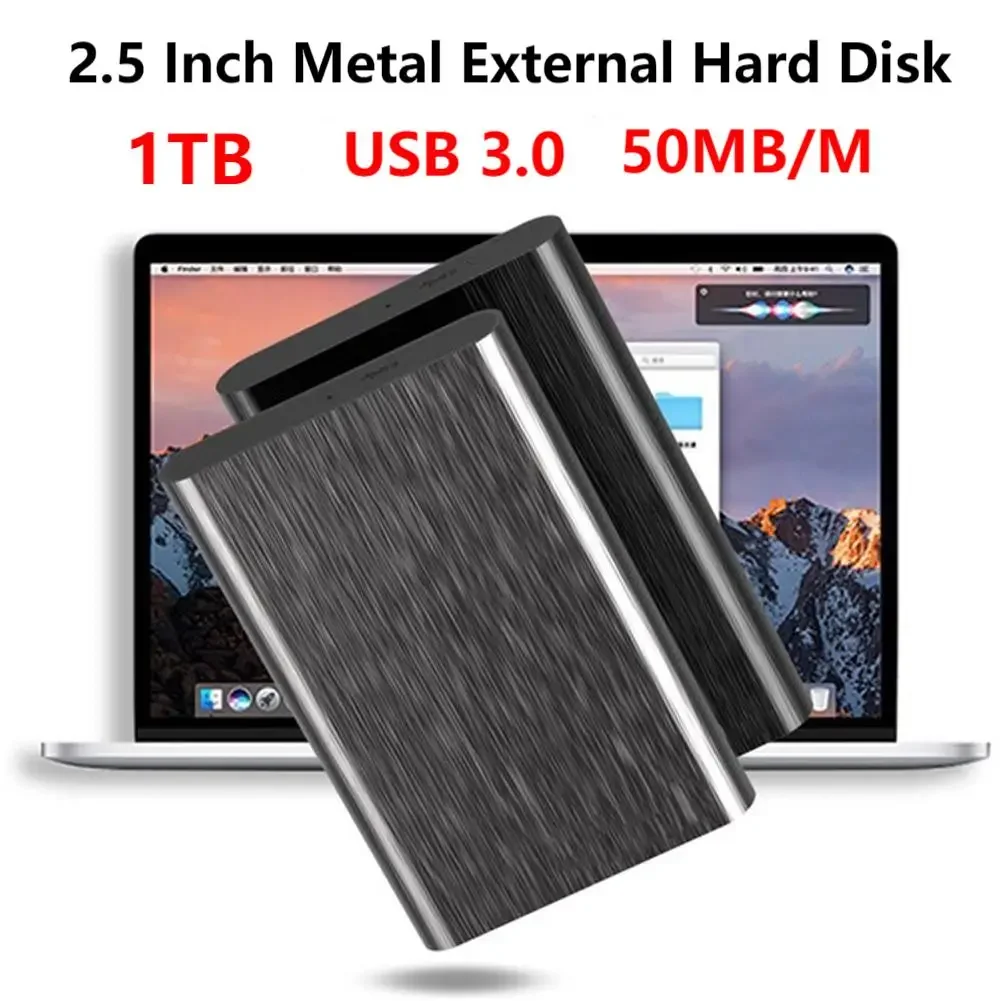 2.5 Inch Metal External Hard Disk Portable USB 3.0 Mobile Hard Drive 1TB External Hard Drive Plug and Play for Macbook Tablet PC