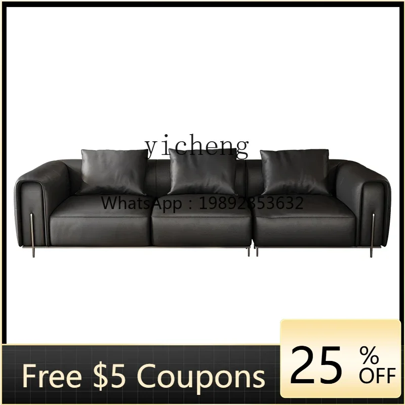 

XLL minimalist Darth Vader sofa modern simple large apartment first layer cowhide leather living room big black cow sofa