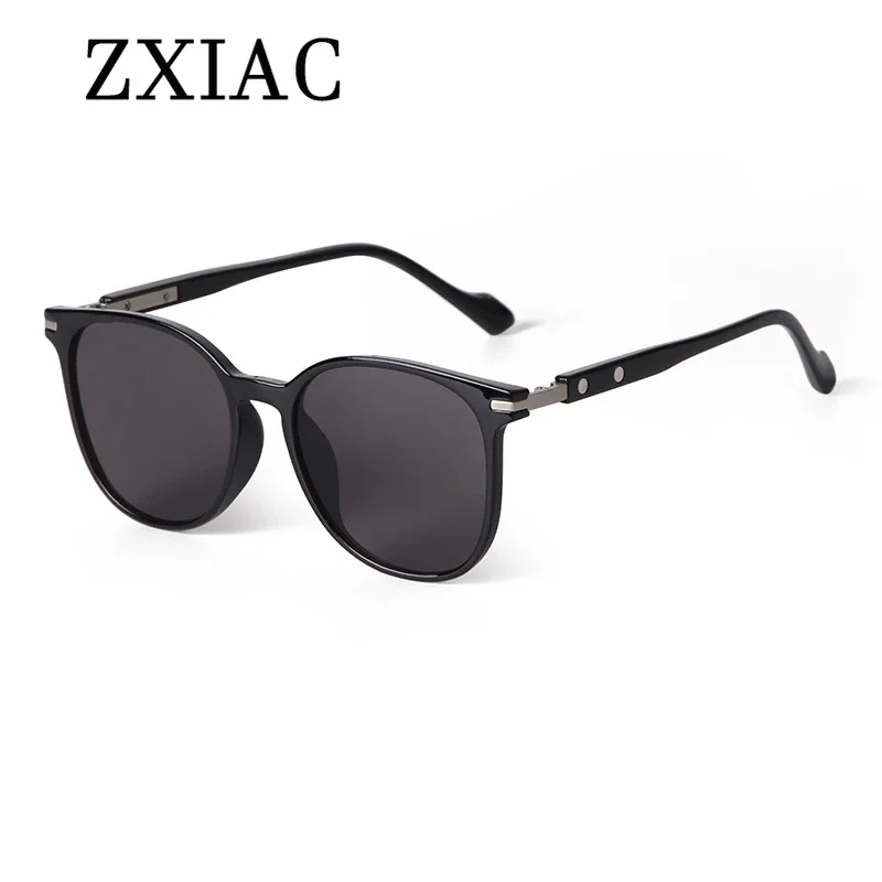 ZXIAC Stylish Large Square Frame Sunglasses Brand Designer Rivet Decorated Sun Glasses Women Men Casual Travel Shades UV400 Male