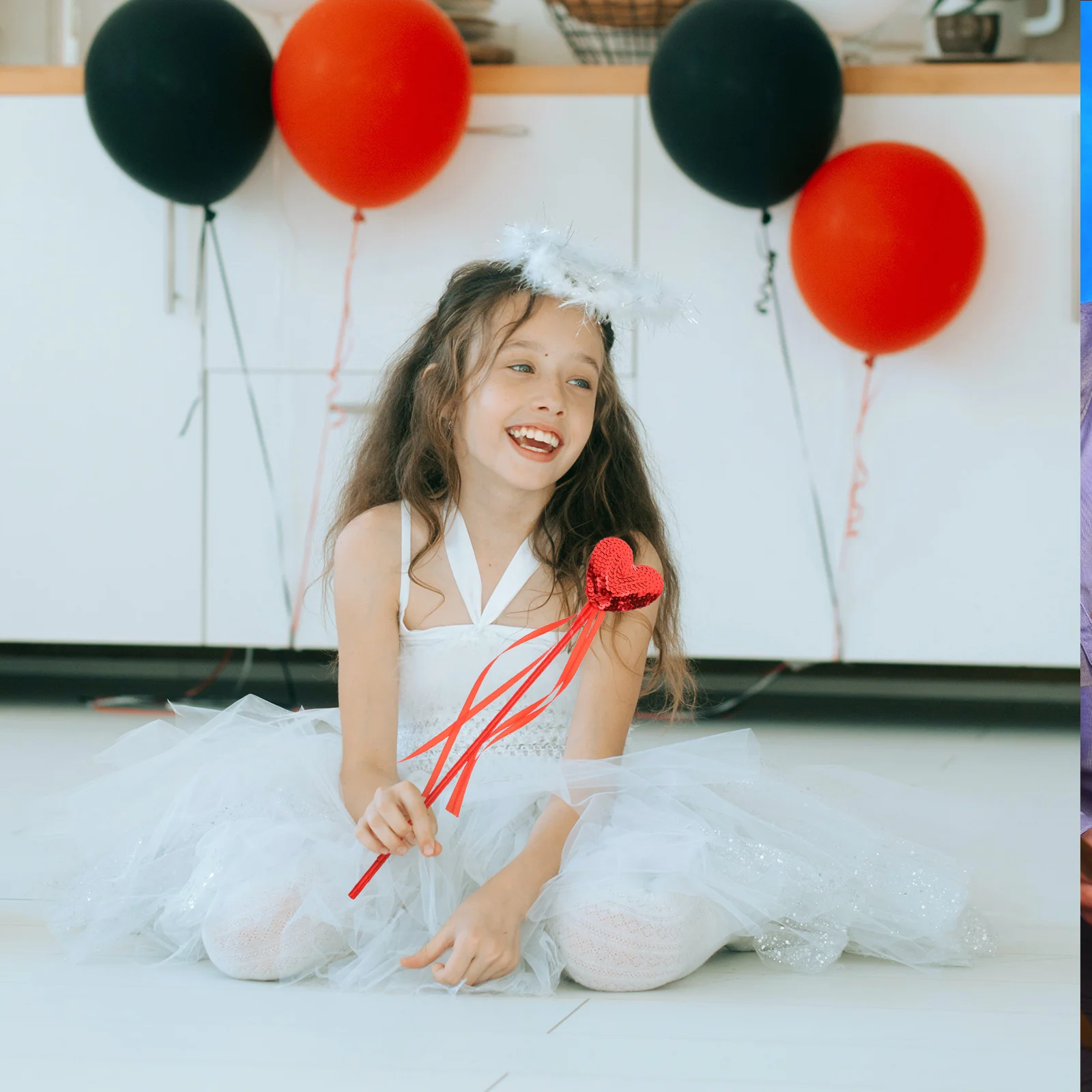 3 Buah Tongkat Peri Hati Payet Rumbai Kostum Putri Perlengkapan Pesta Hadiah Permainan Peran Cosplay Anak-anak Tongkat Hati Merah