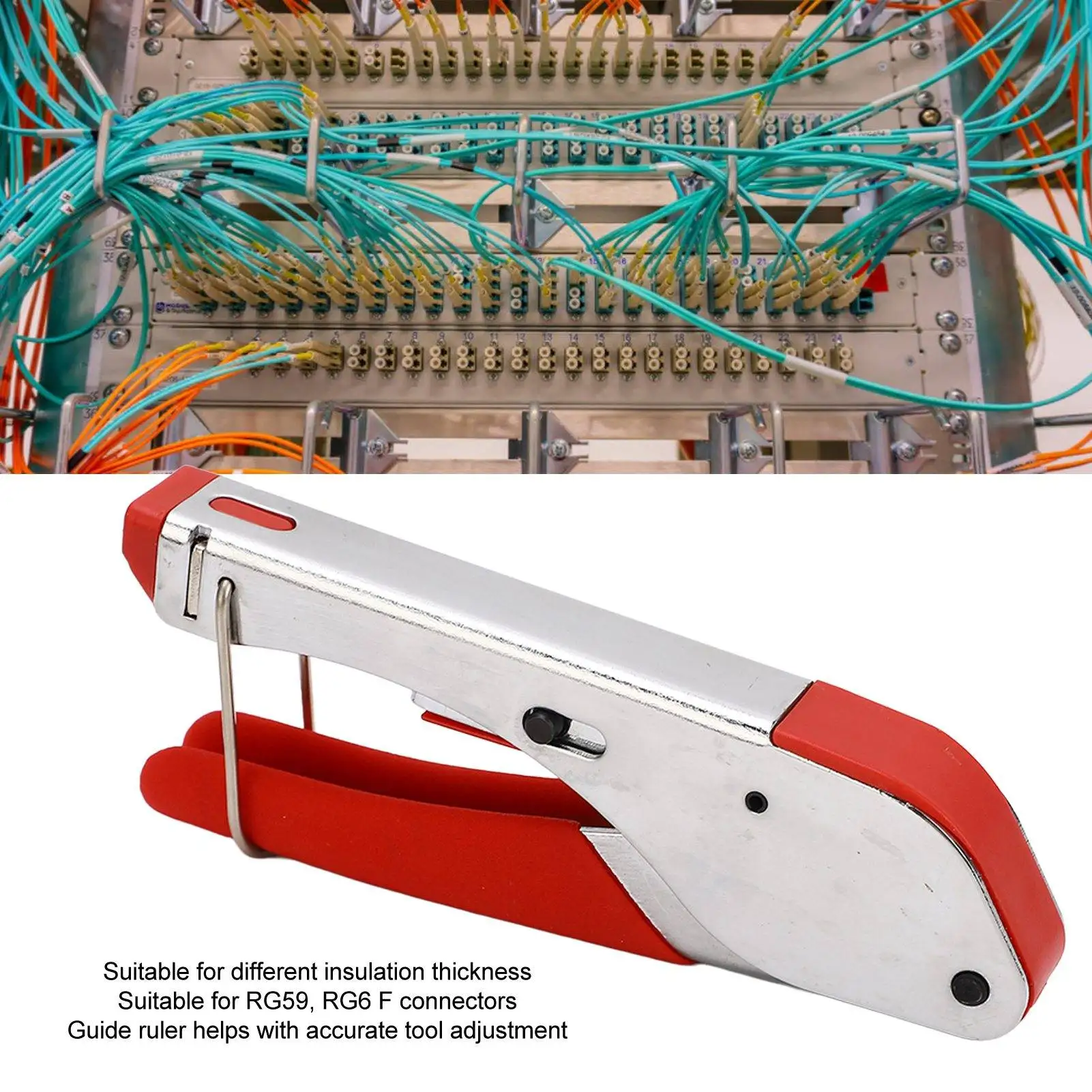 Coaxial Cable Crimper Kit with Stripper and 20Pcs F Connectors Adjustable Wire Rope Crimping Tool